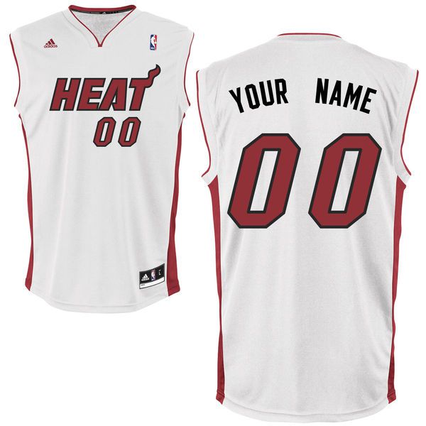 Men Adidas Miami Heat Custom Replica Home White NBA Jersey